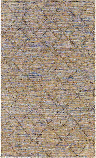 Tan Hand Woven 60% Jute, 40% Polyester Global Rectangle Handmade rug, Indoor use only, no fringe, non-washable.