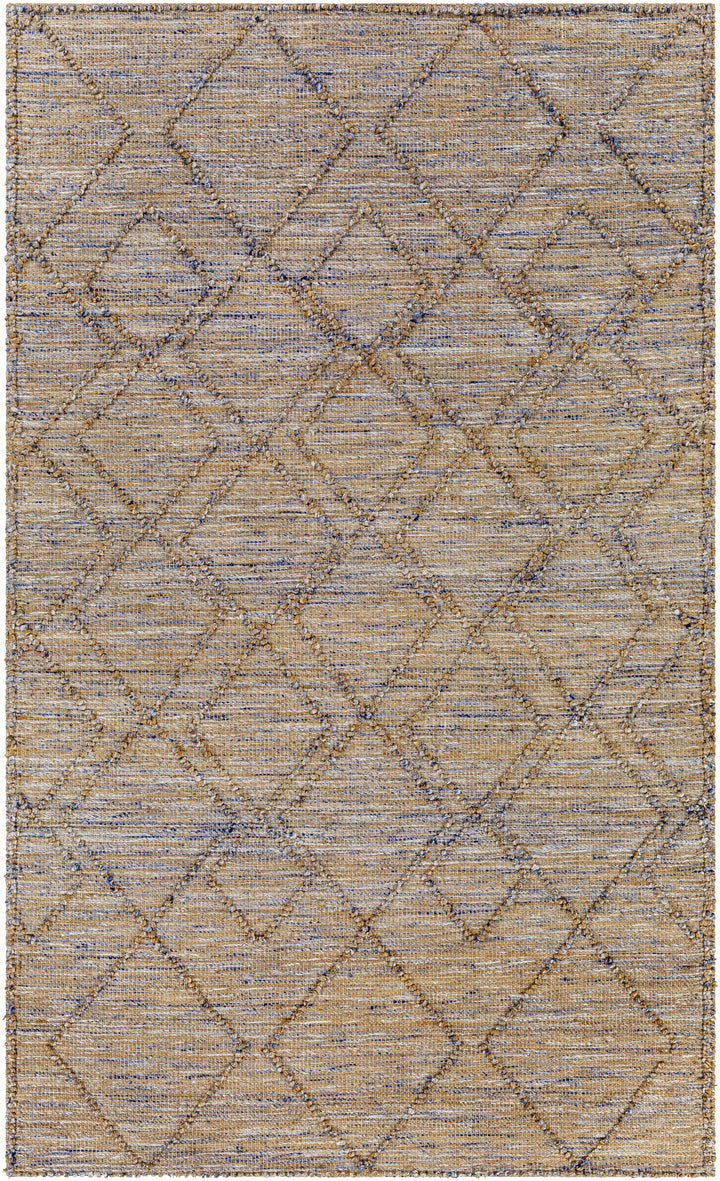 Tan Hand Woven 60% Jute, 40% Polyester Global Rectangle Handmade rug, Indoor use only, no fringe, non-washable.