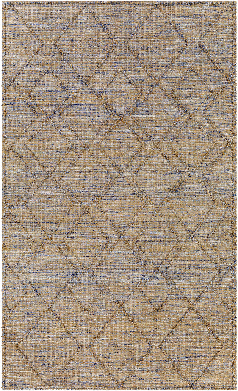 Tan Hand Woven 60% Jute, 40% Polyester Global Rectangle Handmade rug, Indoor use only, no fringe, non-washable.