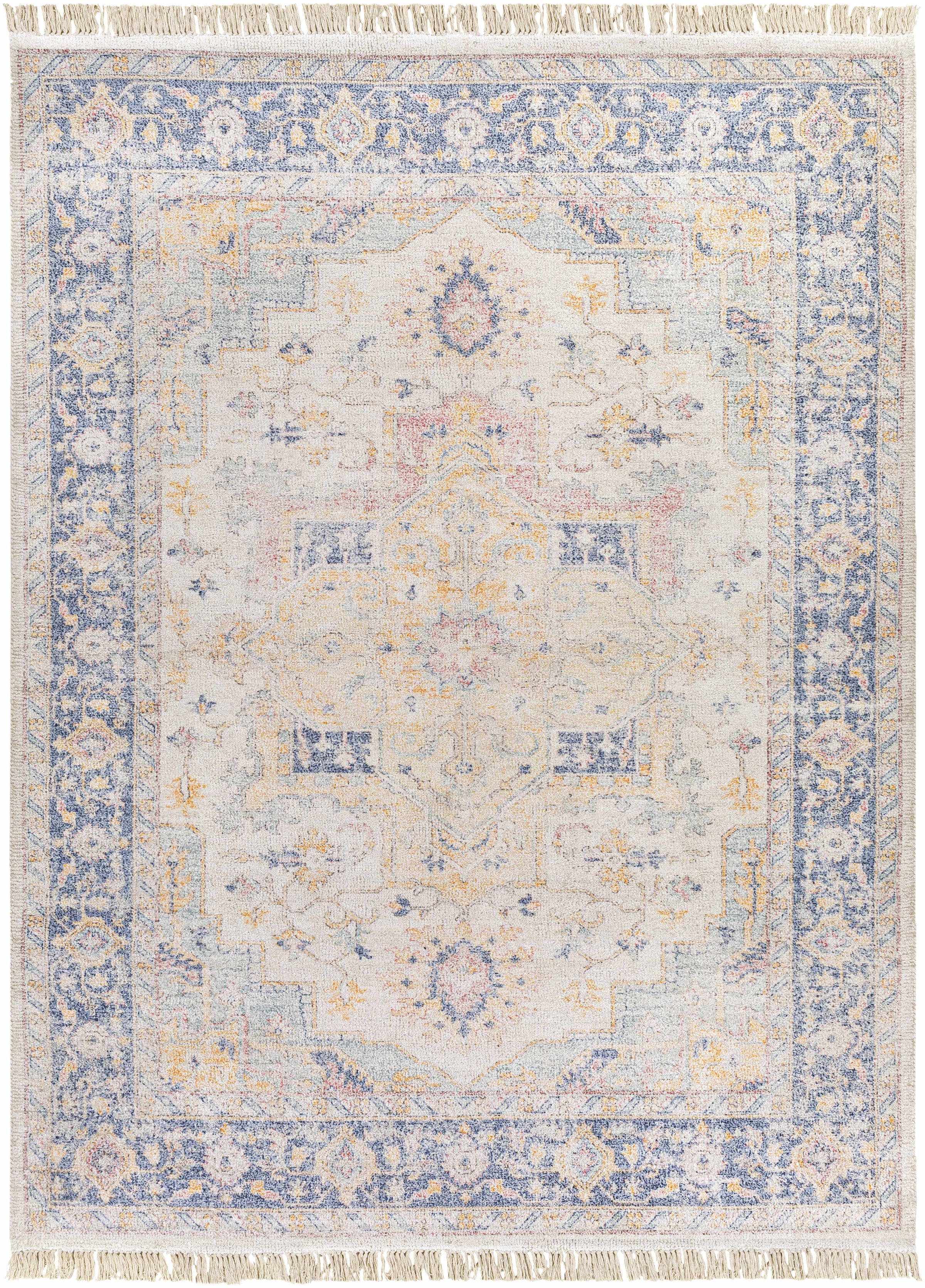 Orange Hand Woven 40% Viscose, 35% Polyester, 25% Cotton Traditional Rectangle Handmade rug, Indoor use only, has fringe, non-washable.