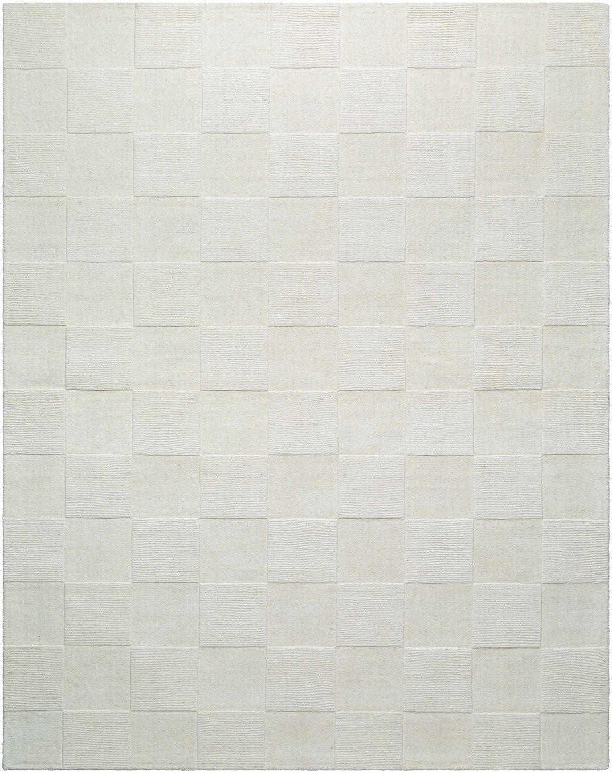 Ivory Hand Loomed 100% Wool Modern Rectangle Handmade rug, Indoor use only, no fringe, non-washable.