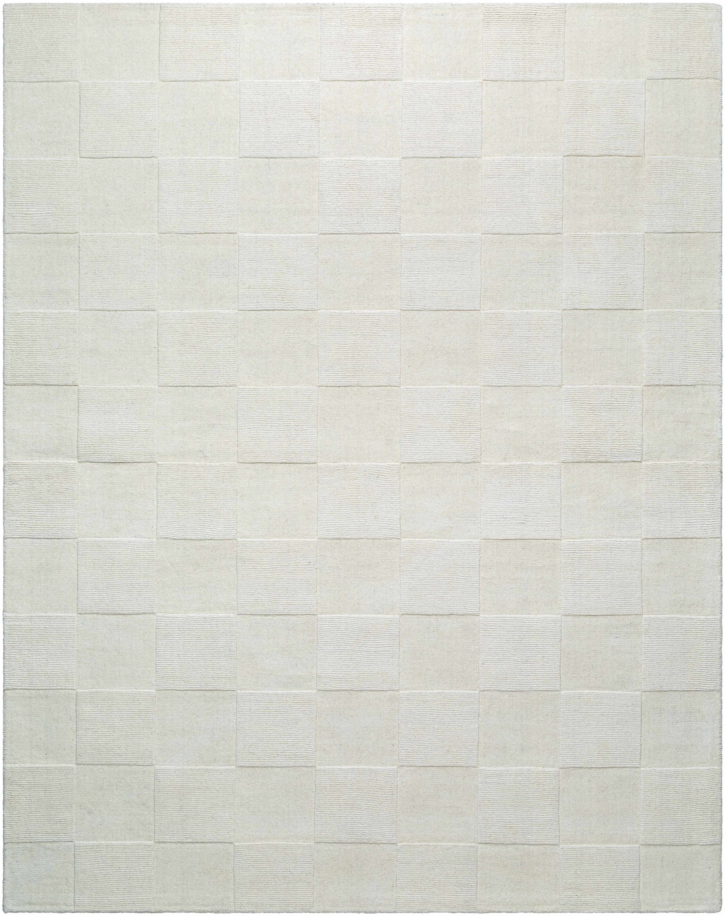 Ivory Hand Loomed 100% Wool Modern Rectangle Handmade rug, Indoor use only, no fringe, non-washable.