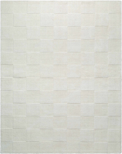 Ivory Hand Loomed 100% Wool Modern Rectangle Handmade rug, Indoor use only, no fringe, non-washable.