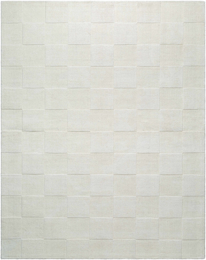 Ivory Hand Loomed 100% Wool Modern Rectangle Handmade rug, Indoor use only, no fringe, non-washable.