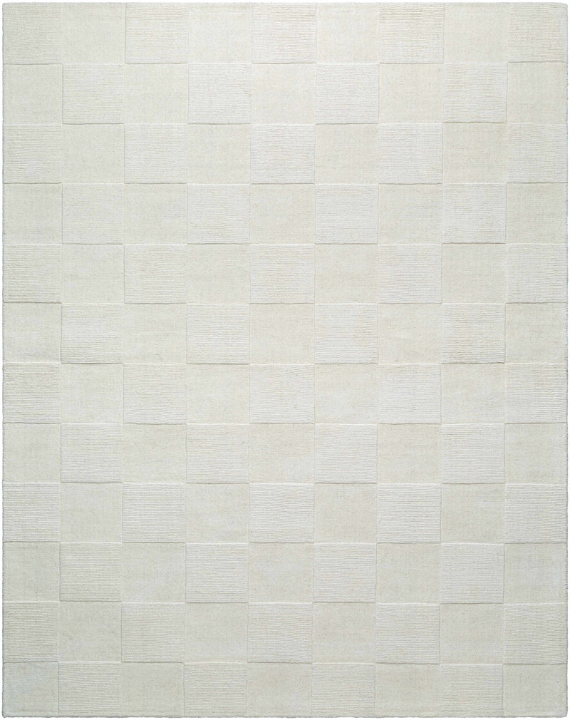 Ivory Hand Loomed 100% Wool Modern Rectangle Handmade rug, Indoor use only, no fringe, non-washable.