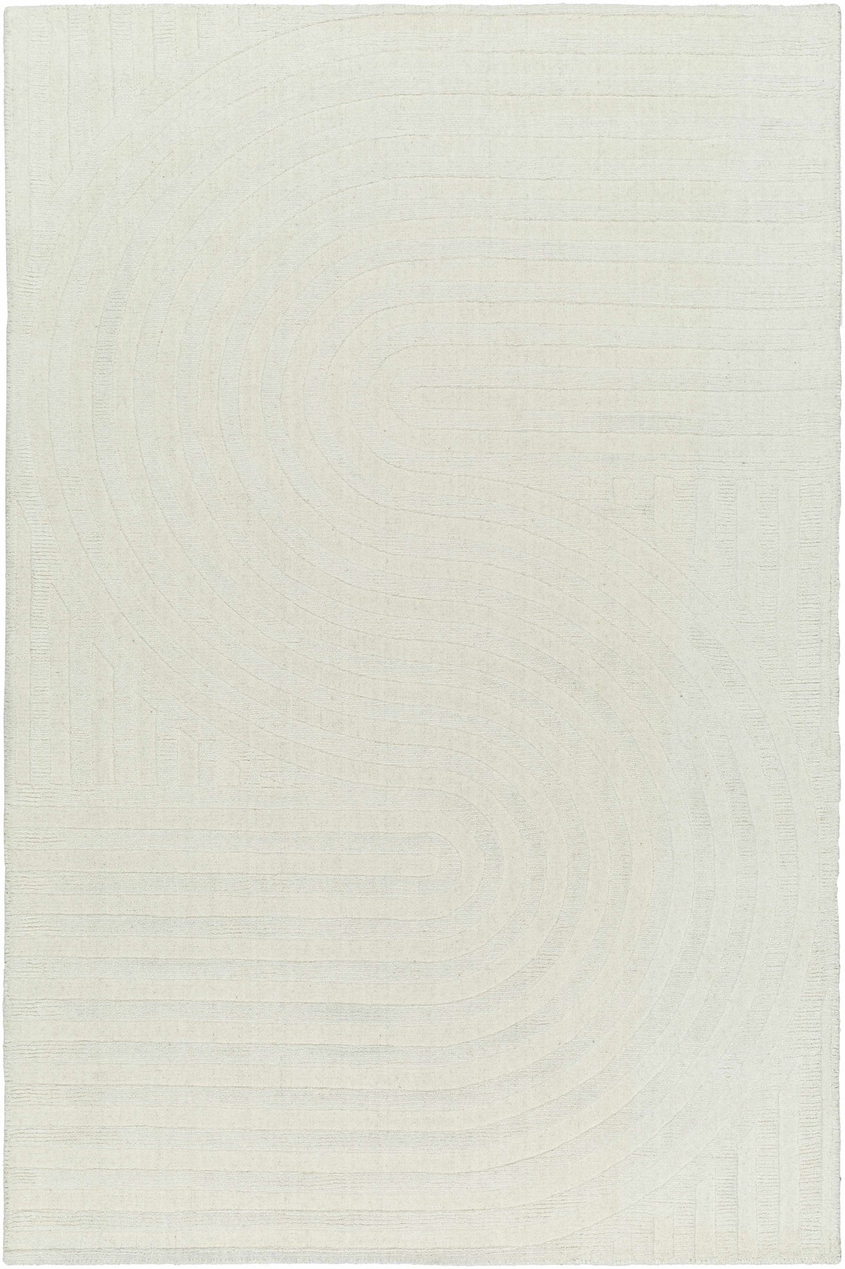 Ivory Hand Loomed 100% Wool Modern Rectangle Handmade rug, Indoor use only, no fringe, non-washable.