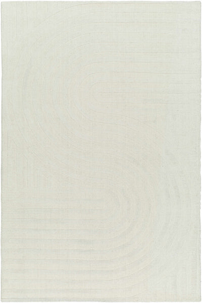 Ivory Hand Loomed 100% Wool Modern Rectangle Handmade rug, Indoor use only, no fringe, non-washable.