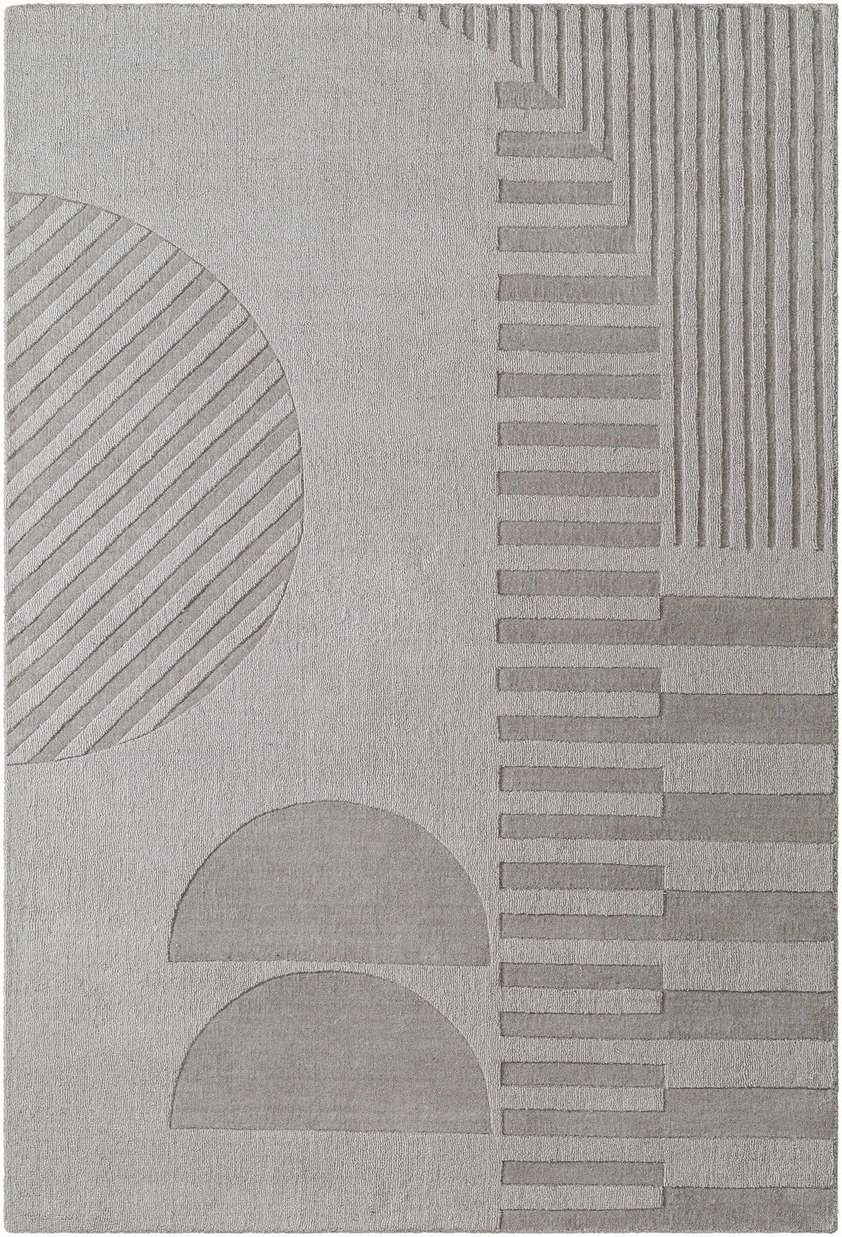 Silver Hand Loomed 100% Wool Modern Rectangle Handmade rug, Indoor use only, no fringe, non-washable.