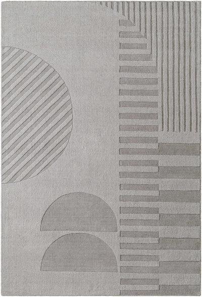 Silver Hand Loomed 100% Wool Modern Rectangle Handmade rug, Indoor use only, no fringe, non-washable.