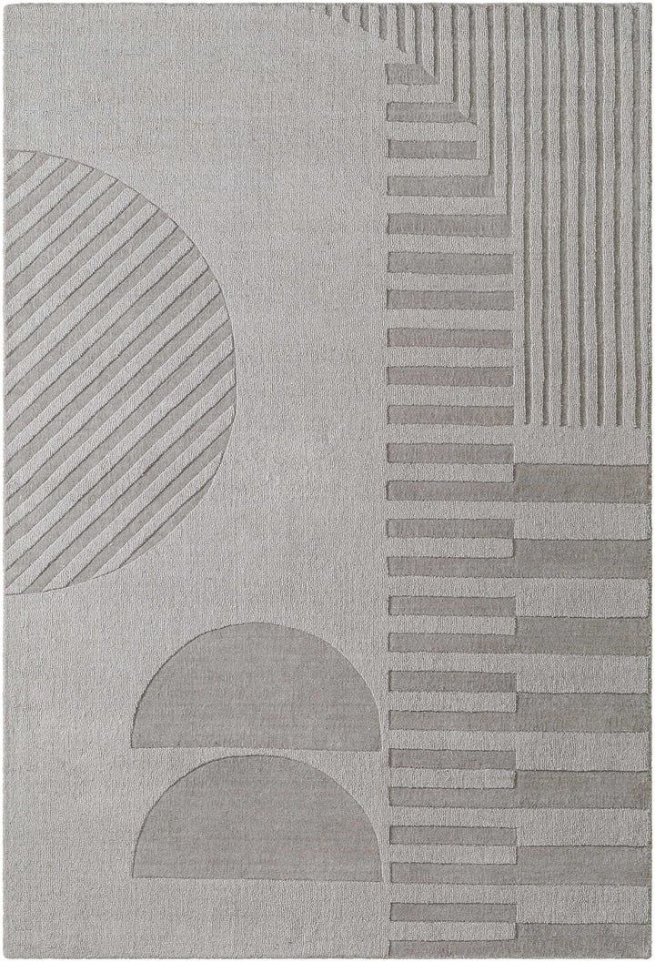 Silver Hand Loomed 100% Wool Modern Rectangle Handmade rug, Indoor use only, no fringe, non-washable.