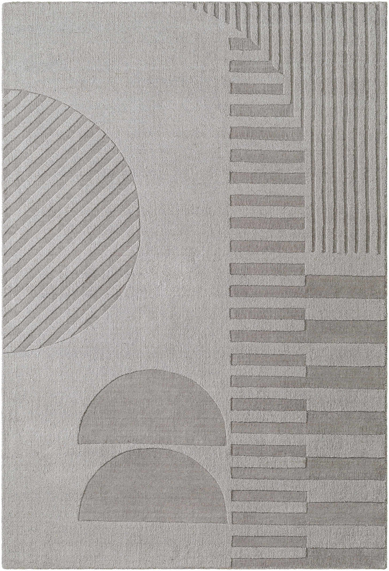 Silver Hand Loomed 100% Wool Modern Rectangle Handmade rug, Indoor use only, no fringe, non-washable.