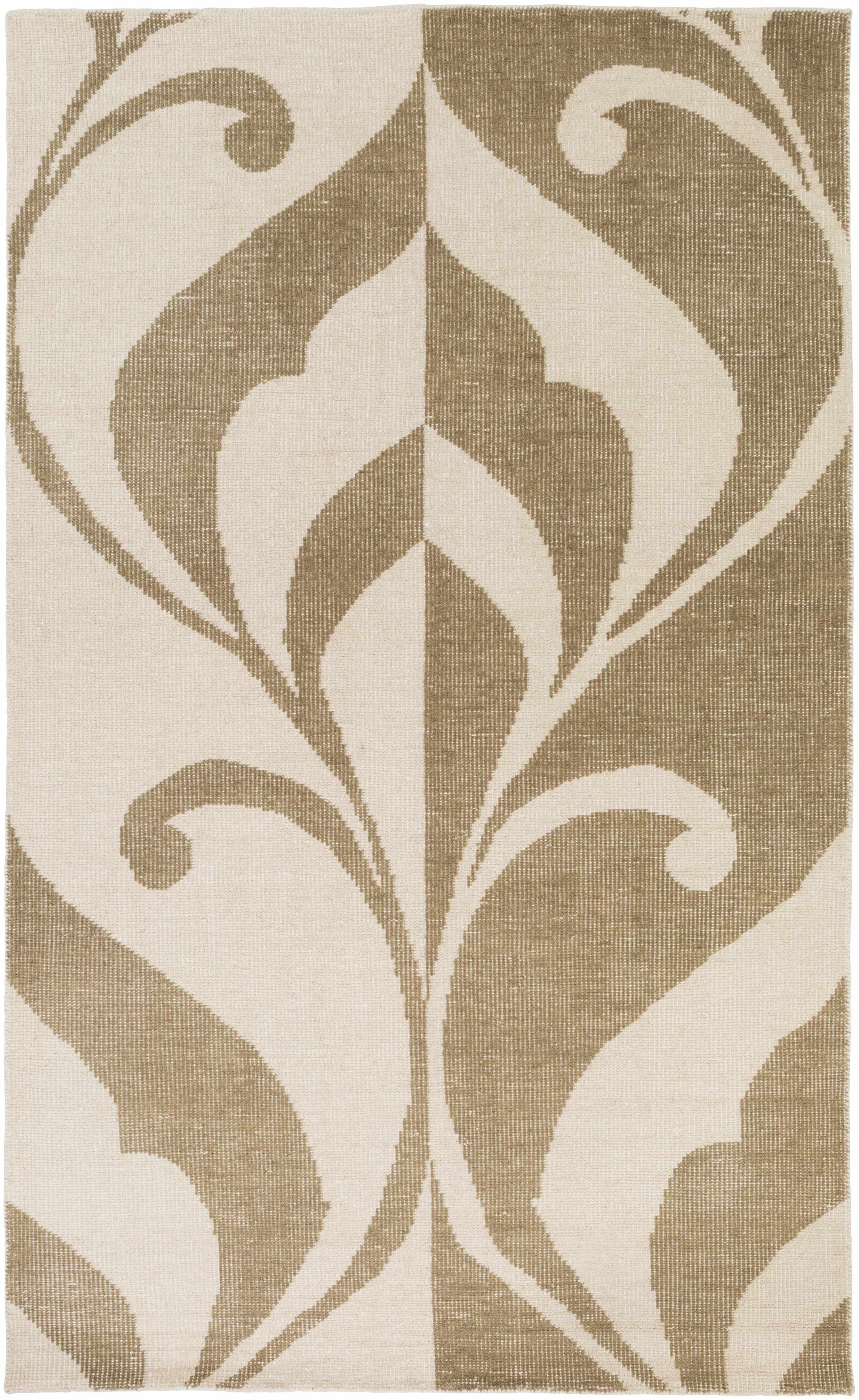 Olive Hand Knotted 100% Wool Modern Rectangle Handmade rug, Indoor use only, no fringe, non-washable.