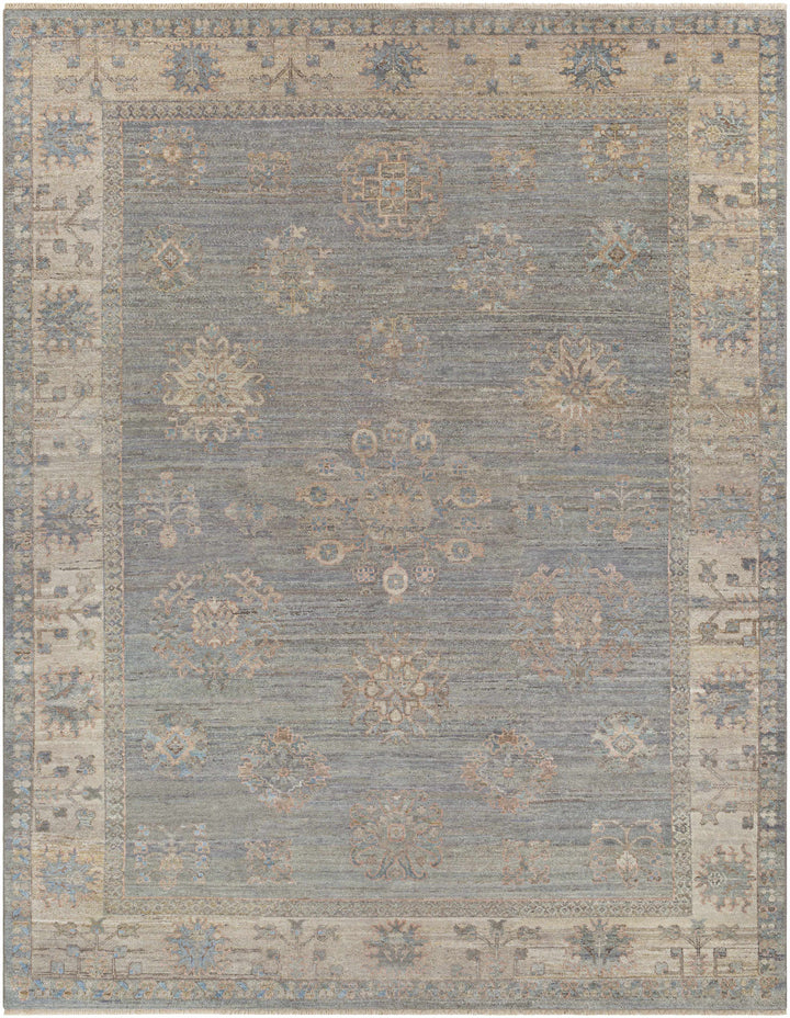Sage Hand Knotted 100% Wool Traditional Rectangle Handmade rug, Indoor use only, has fringe, non-washable.