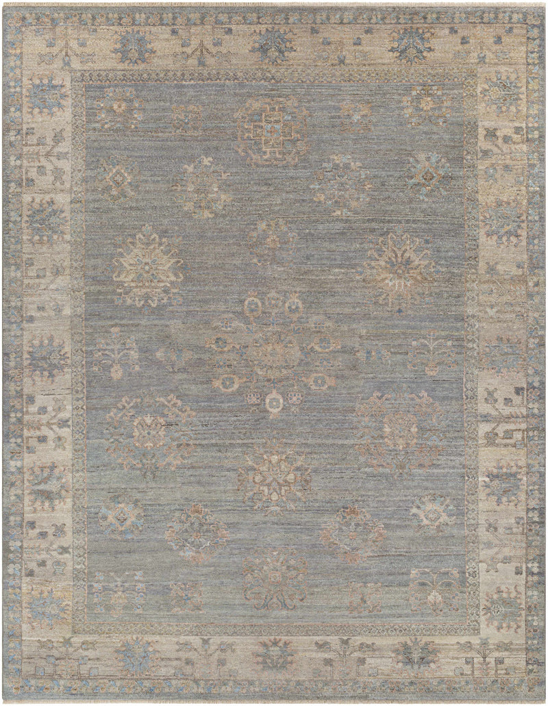 Sage Hand Knotted 100% Wool Traditional Rectangle Handmade rug, Indoor use only, has fringe, non-washable.