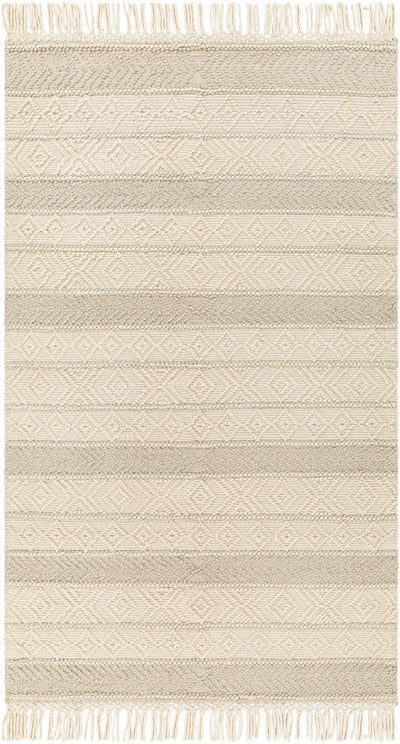 Ivory Hand Woven 60% Wool, 40% Polyester Cottage Rectangle Handmade rug, Indoor use only, has fringe, non-washable. round, runner also available