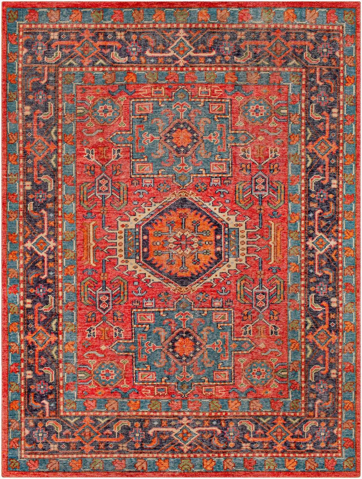Red Hand Knotted 80% Wool, 20% Cotton Traditional Rectangle Handmade rug, Indoor use only, no fringe, non-washable. runner also available