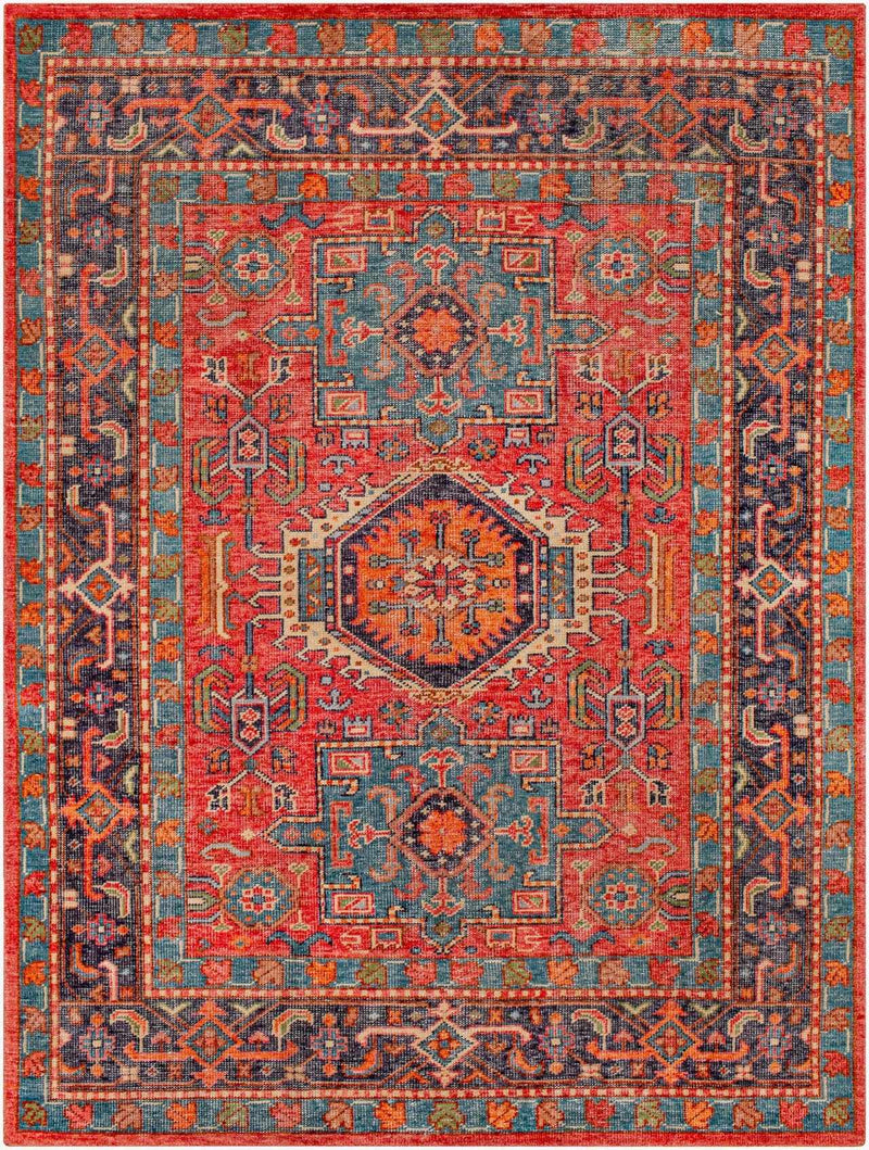 Red Hand Knotted 80% Wool, 20% Cotton Traditional Rectangle Handmade rug, Indoor use only, no fringe, non-washable. runner also available