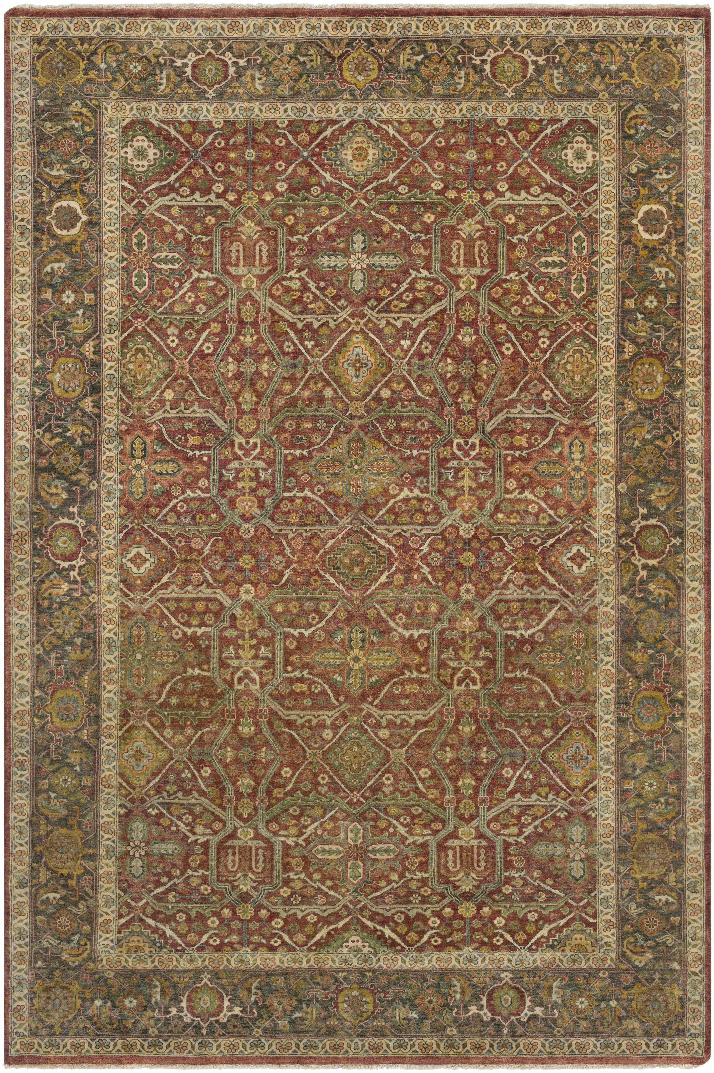 Rust Hand Knotted 100% NZ Wool Traditional Rectangle Handmade rug, Indoor use only, has fringe, non-washable.