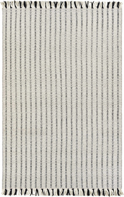 Black Hand Woven 100% Wool Modern Rectangle Handmade rug, Indoor use only, has fringe, non-washable.