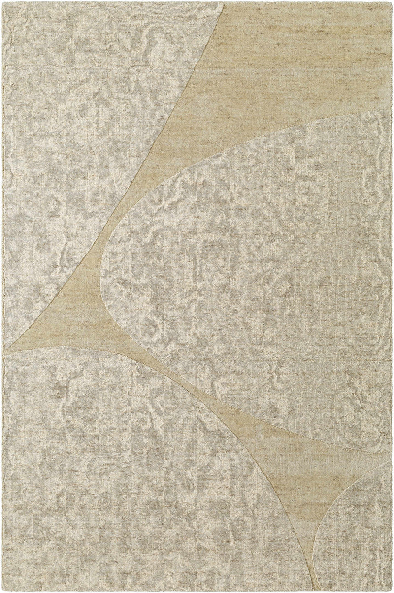 Beige Hand Loomed 100% Wool Modern Rectangle Handmade rug, Indoor use only, no fringe, non-washable.