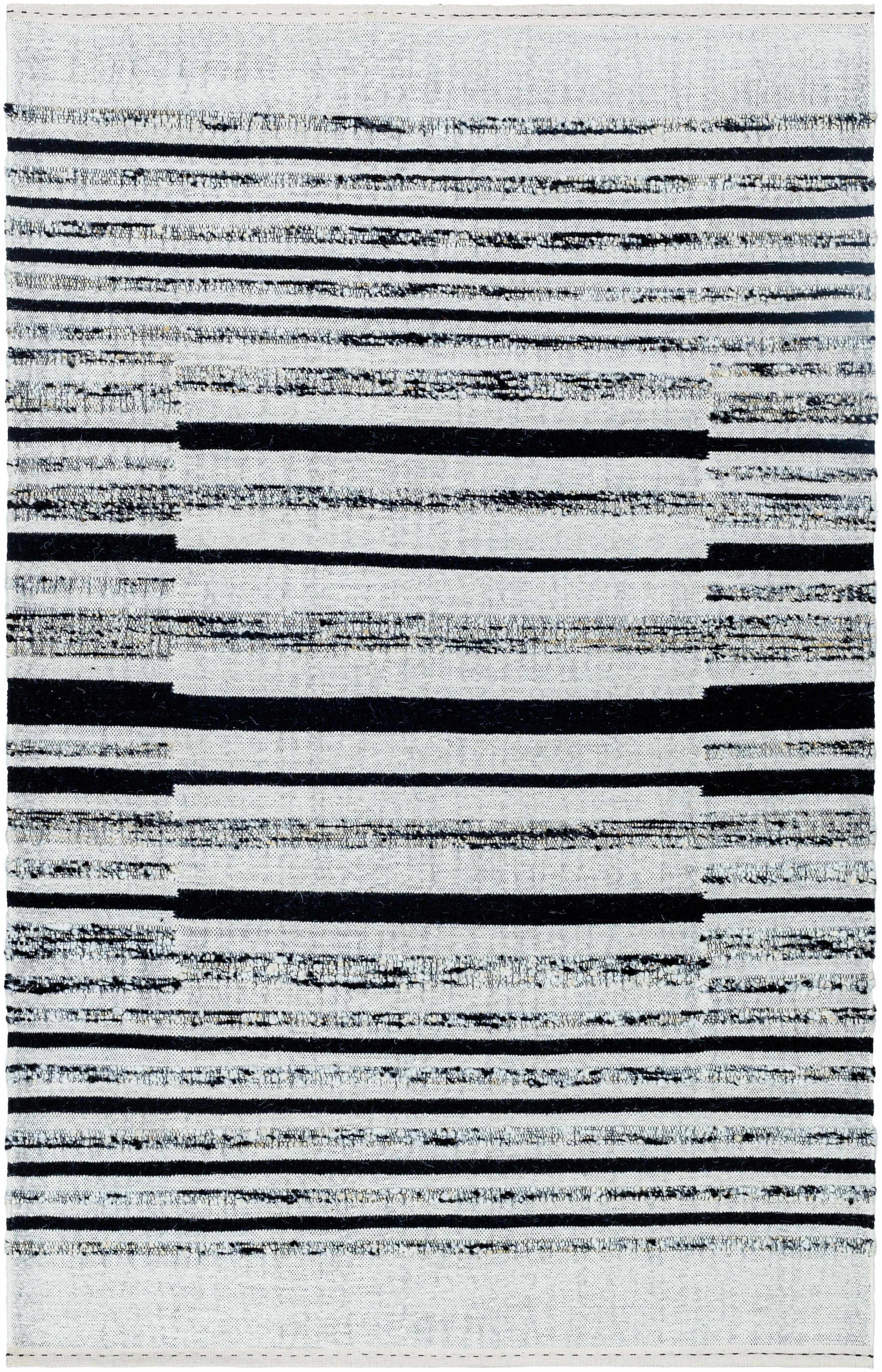 Ivory Hand Woven 80% Wool, 20% Cotton Modern Rectangle Handmade rug, Indoor use only, no fringe, non-washable.