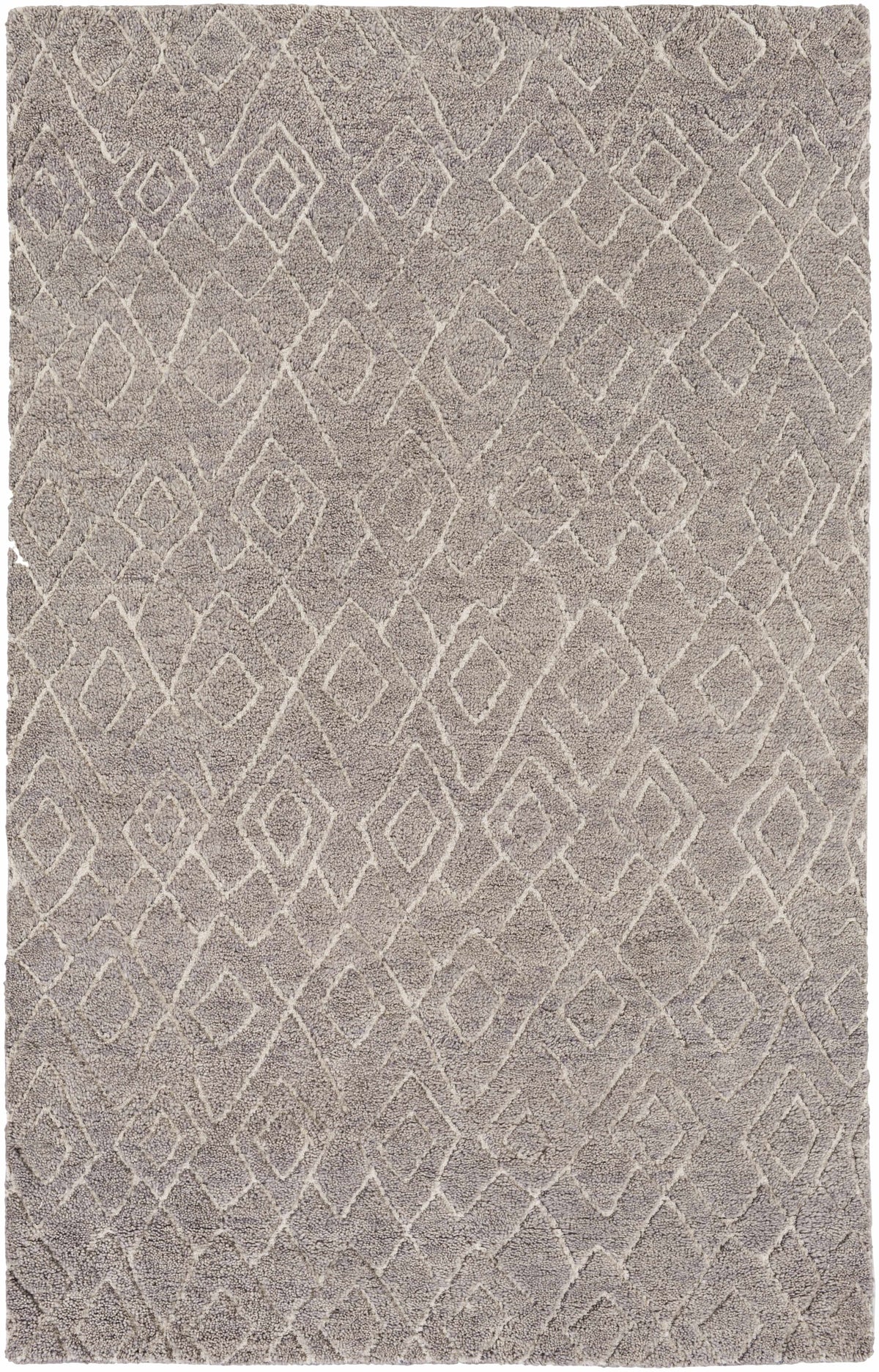 Gray Hand Knotted 100% Wool Global Rectangle Handmade rug, Indoor use only, no fringe, non-washable.