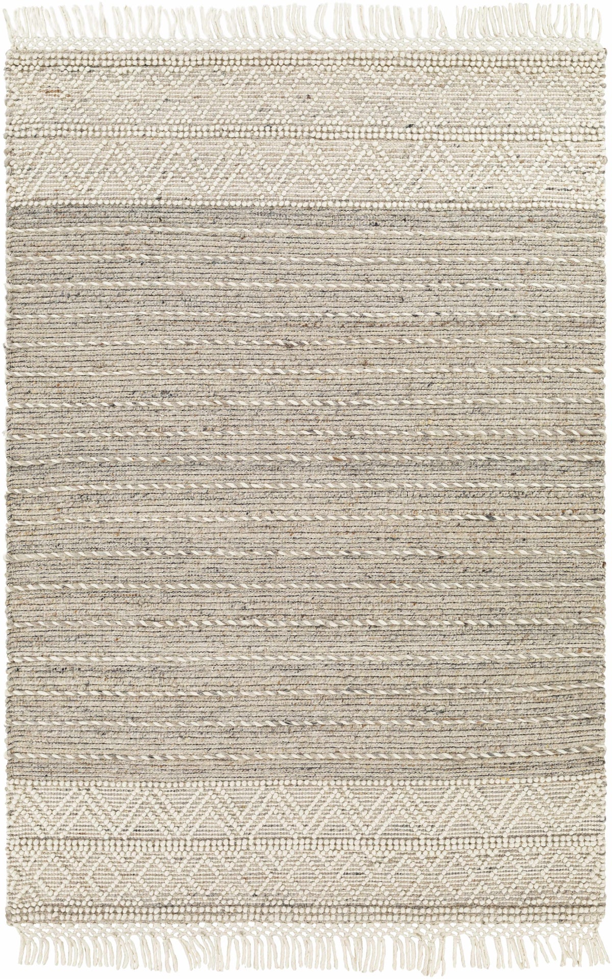 Cream Hand Woven 70% Wool, 30% Polyester Cottage Rectangle Handmade rug, Indoor use only, has fringe, non-washable. runner also available