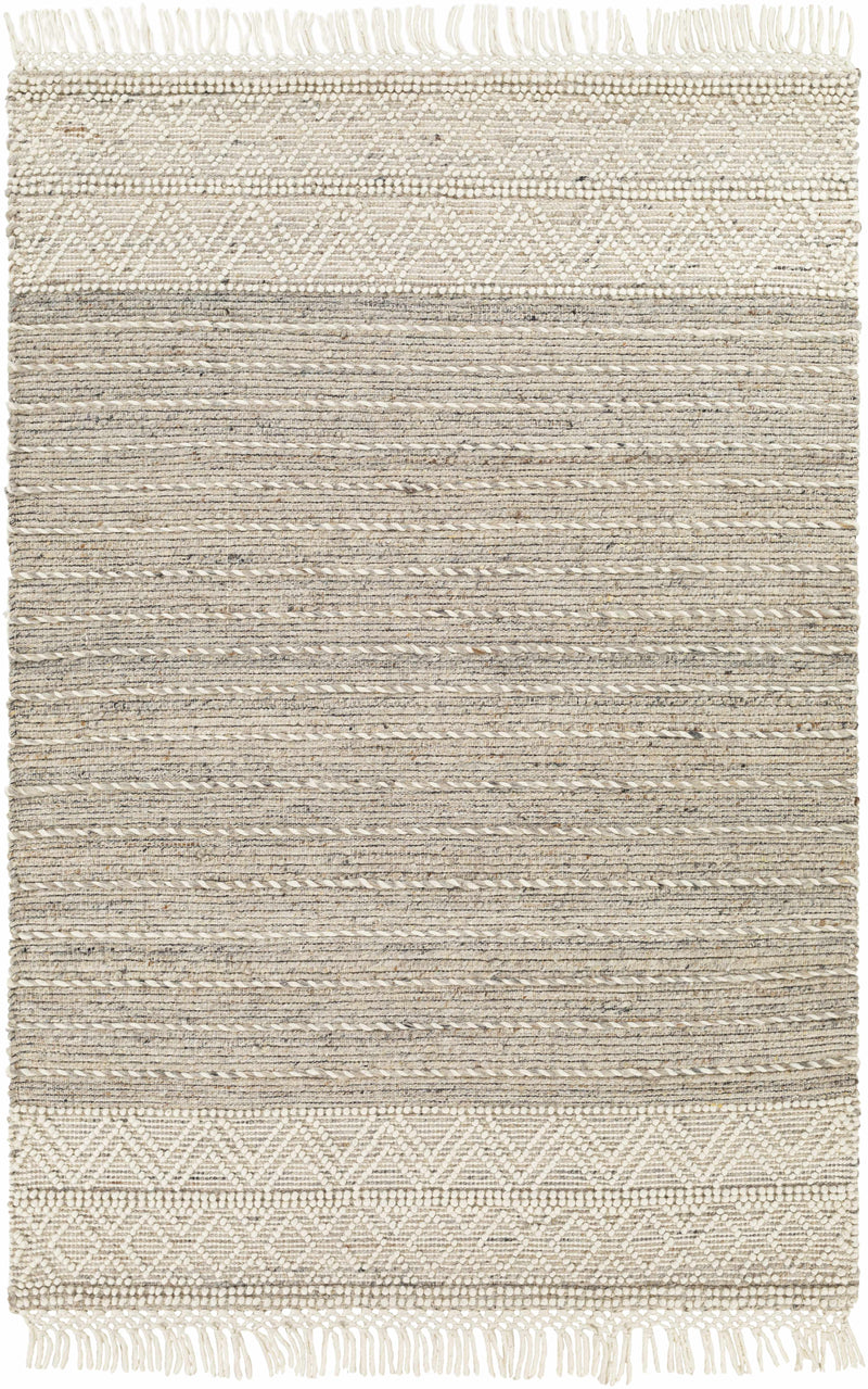 Cream Hand Woven 70% Wool, 30% Polyester Cottage Rectangle Handmade rug, Indoor use only, has fringe, non-washable. runner also available