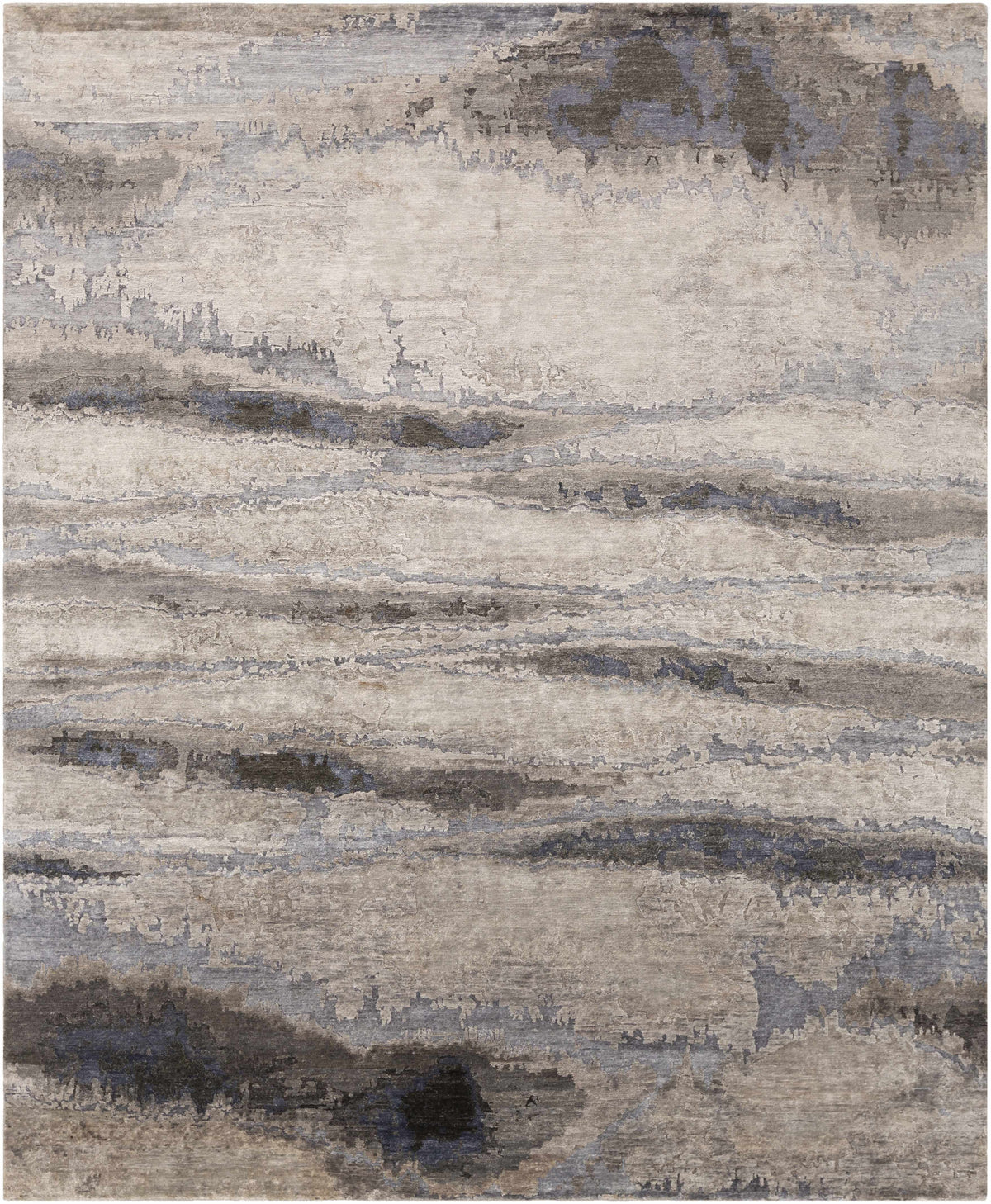 Denim Hand Knotted 100% Viscose Modern Rectangle Handmade rug, Indoor use only, no fringe, non-washable.