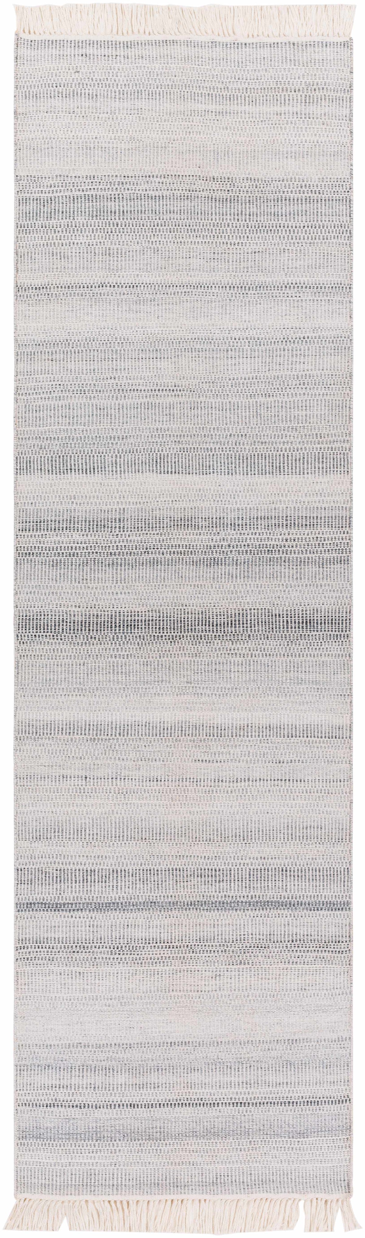 Light Beige Hand Woven 100% Recycled PET Yarn Modern Rectangle Handmade rug, Indoor use only, has fringe, non-washable. runner also available