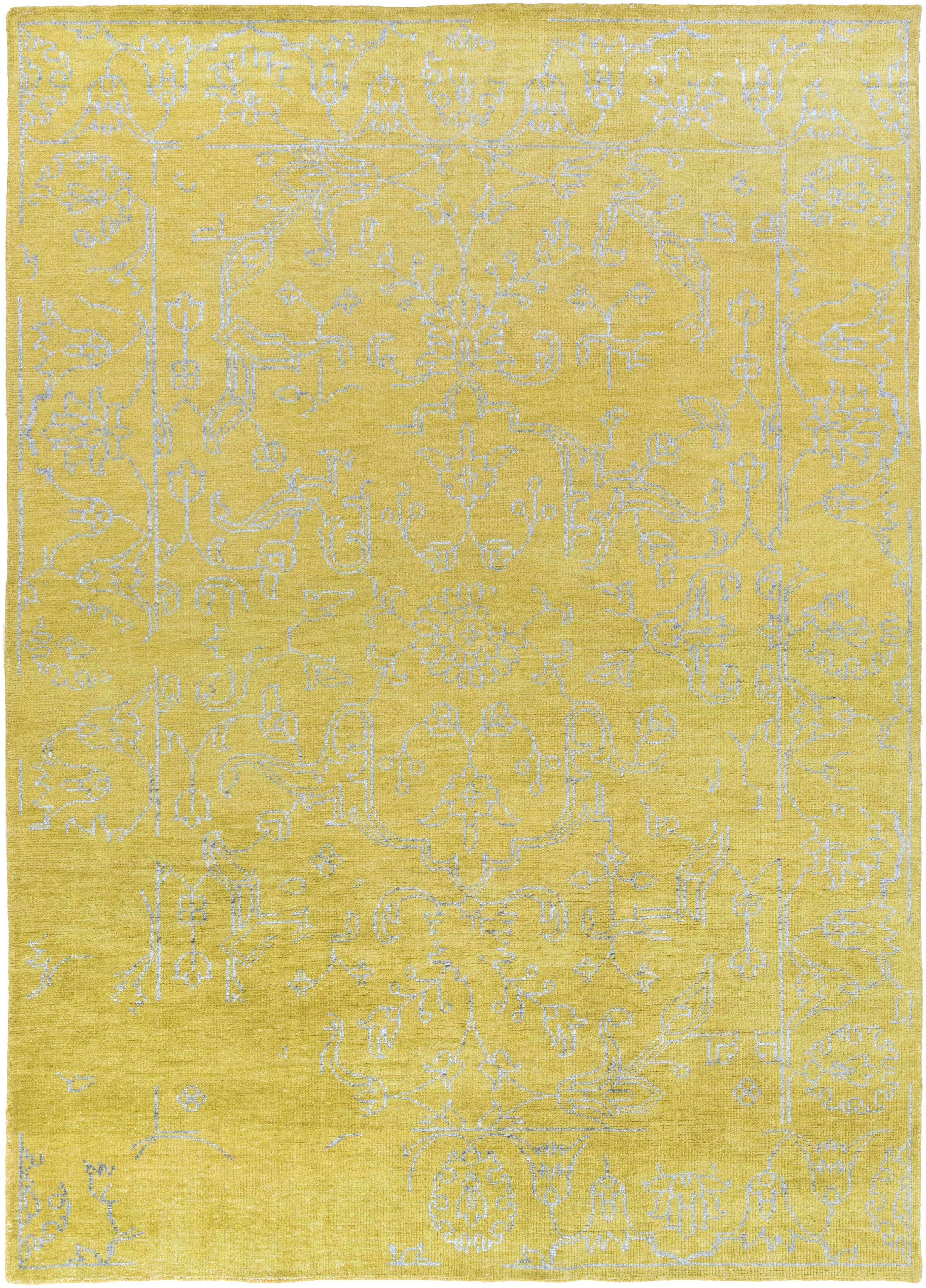 Olive Hand Knotted 60% Wool, 40% Viscose Modern Rectangle Handmade rug, Indoor use only, no fringe, non-washable.