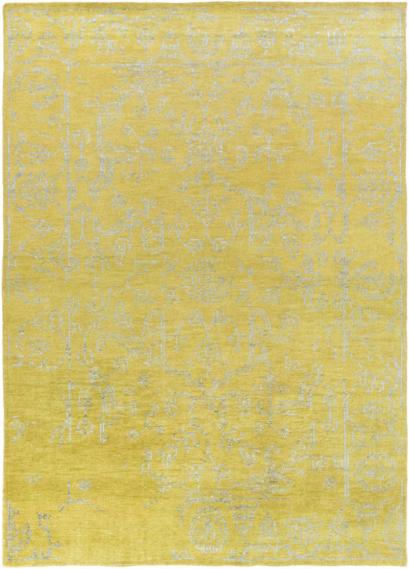 Olive Hand Knotted 60% Wool, 40% Viscose Modern Rectangle Handmade rug, Indoor use only, no fringe, non-washable.
