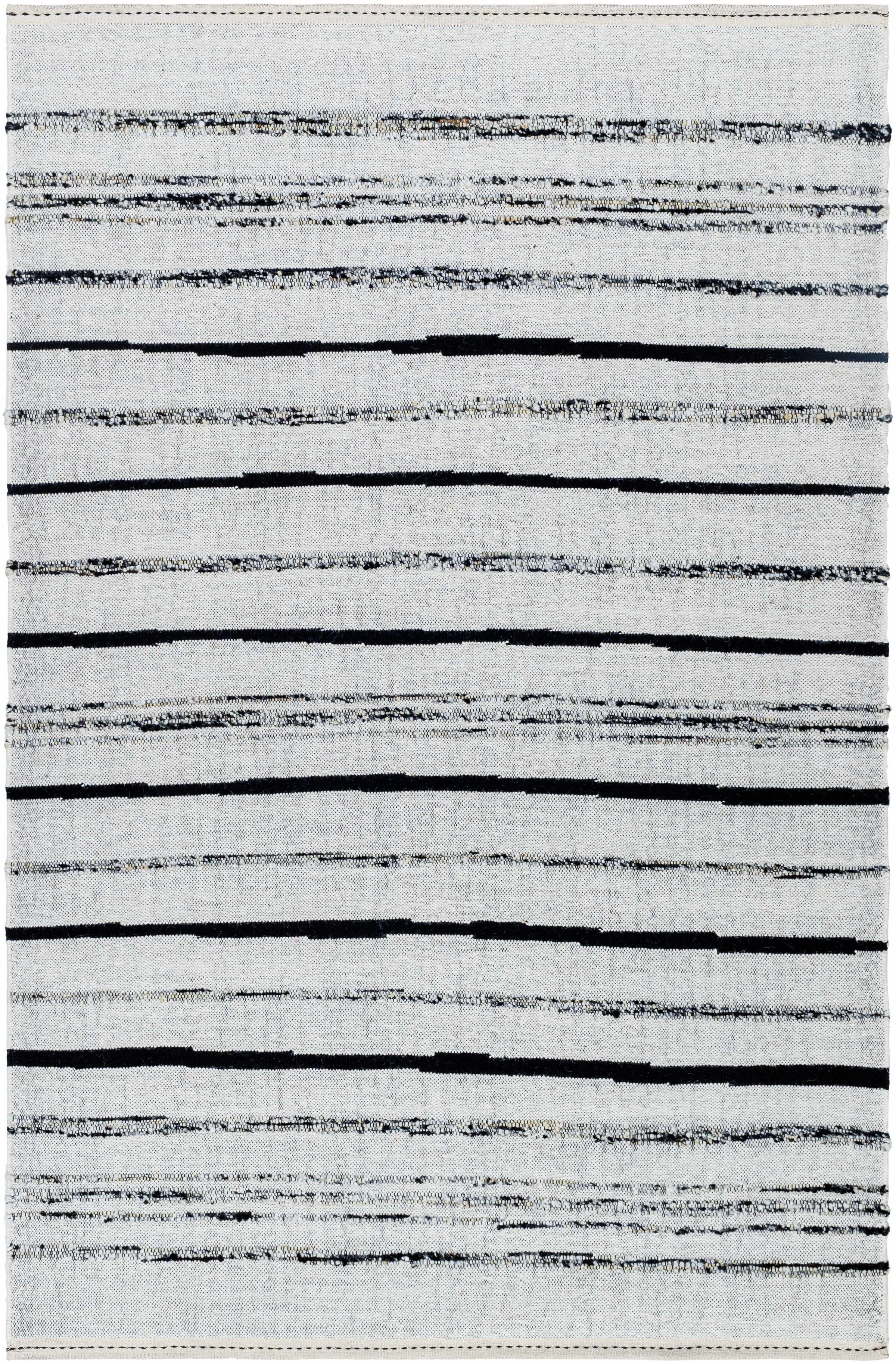Ivory Hand Woven 80% Wool, 20% Cotton Modern Rectangle Handmade rug, Indoor use only, no fringe, non-washable.