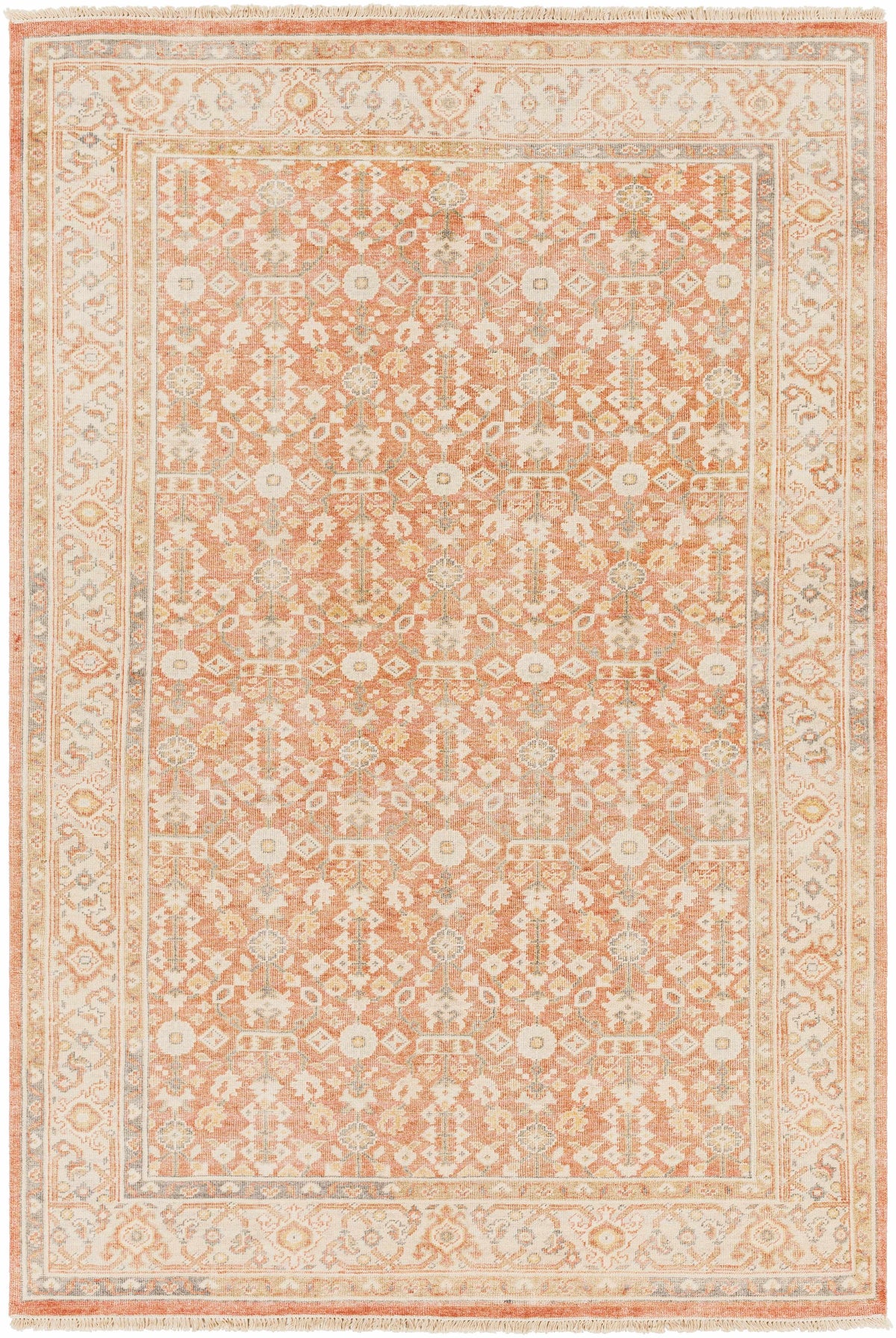Brown Hand Knotted 70% Wool, 30% Viscose Traditional Rectangle Handmade rug, Indoor use only, has fringe, non-washable.