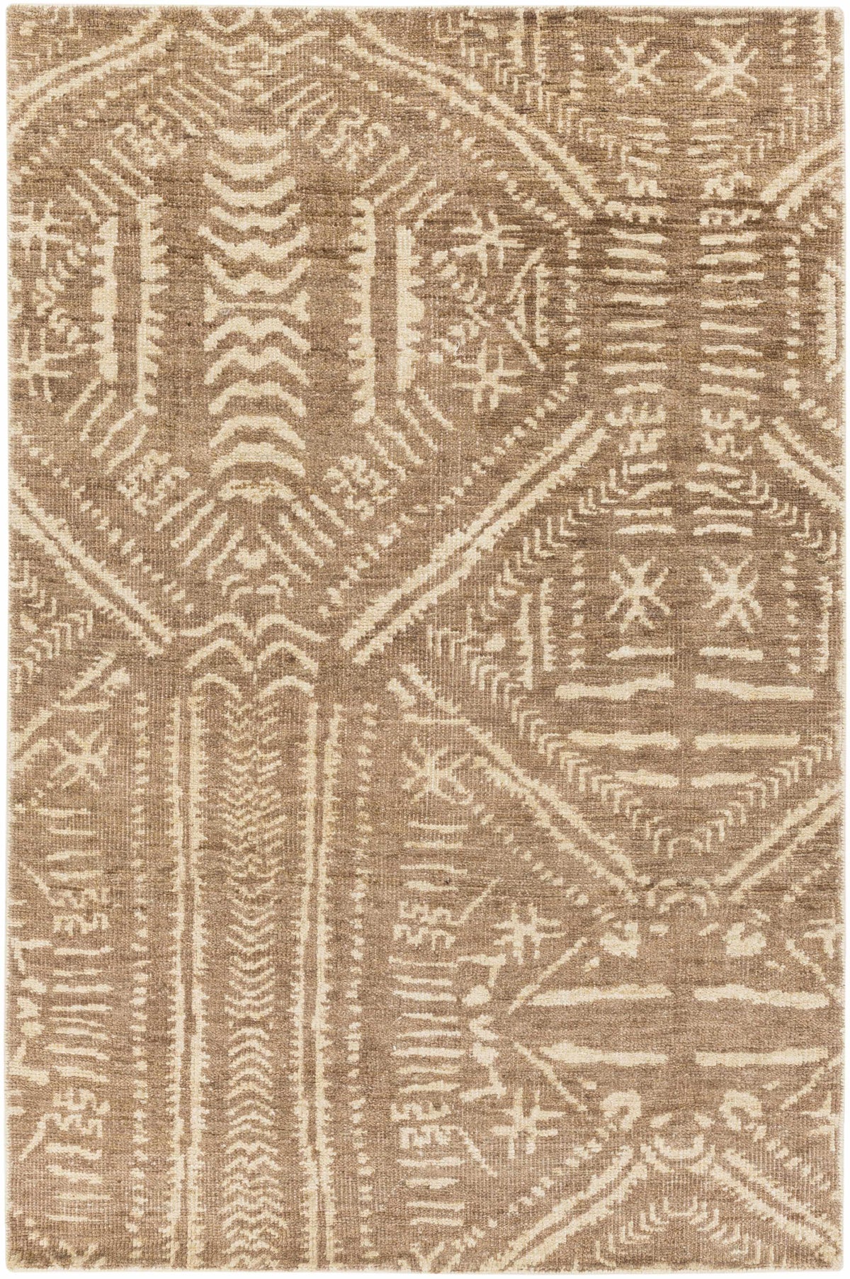 Dark Brown Hand Knotted 100% Jute Cottage Rectangle Handmade rug, Indoor use only, no fringe, non-washable.