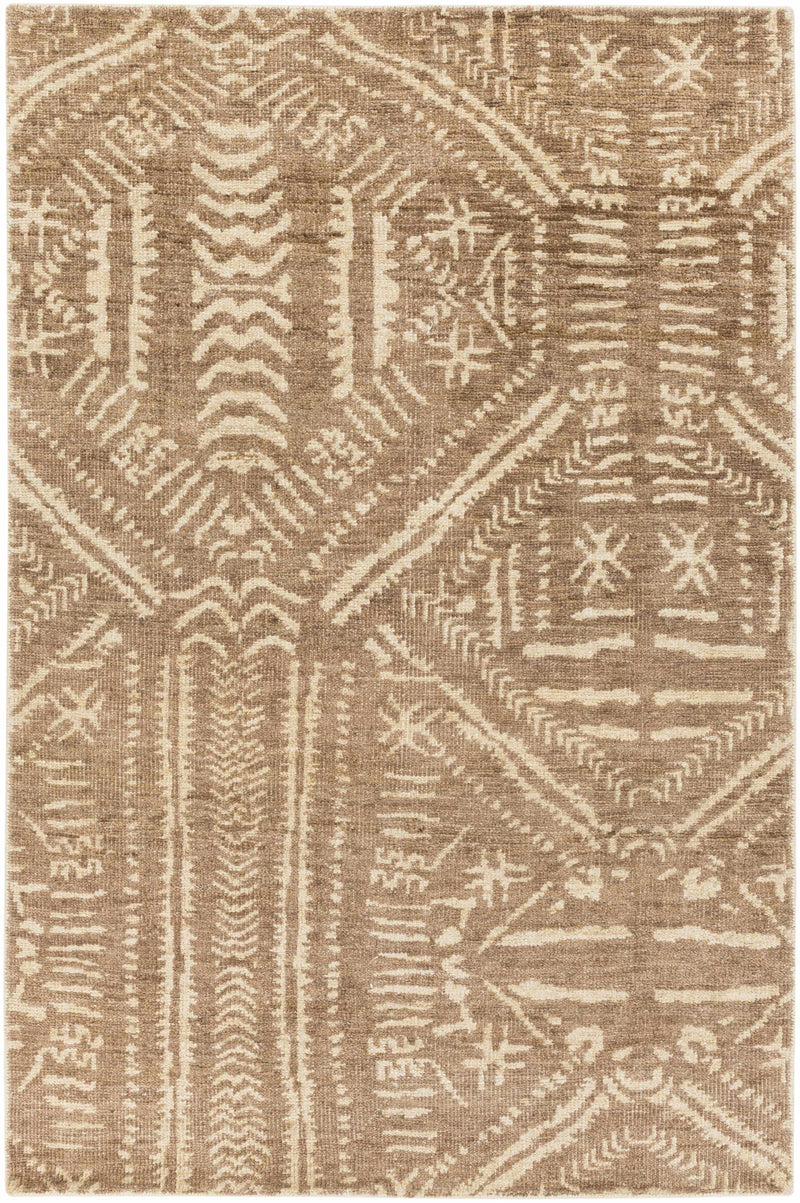 Dark Brown Hand Knotted 100% Jute Cottage Rectangle Handmade rug, Indoor use only, no fringe, non-washable.