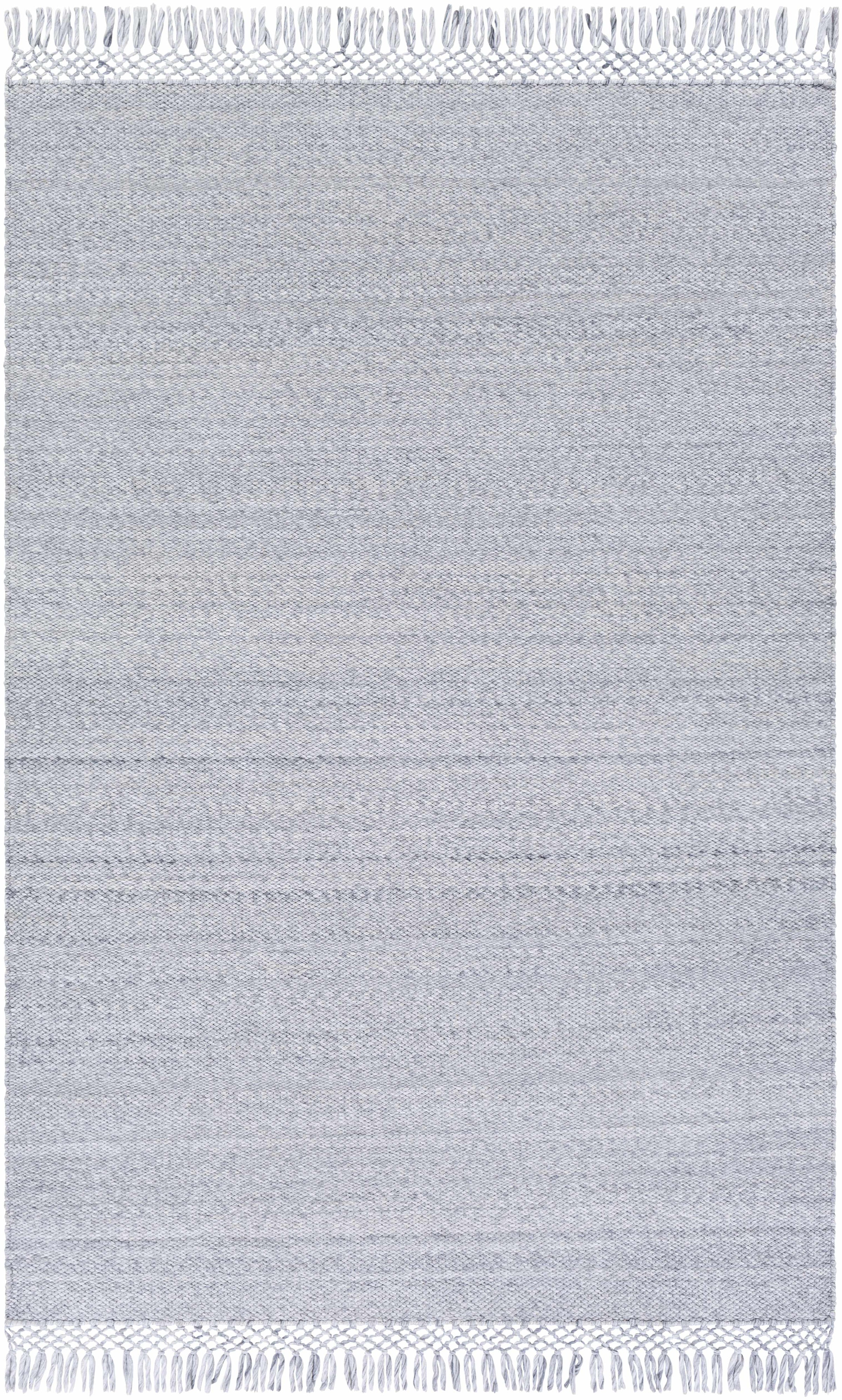 Light Gray Hand Woven 100% Recycled PET Yarn Modern Rectangle Handmade rug, Indoor use only, has fringe, non-washable. runner also available