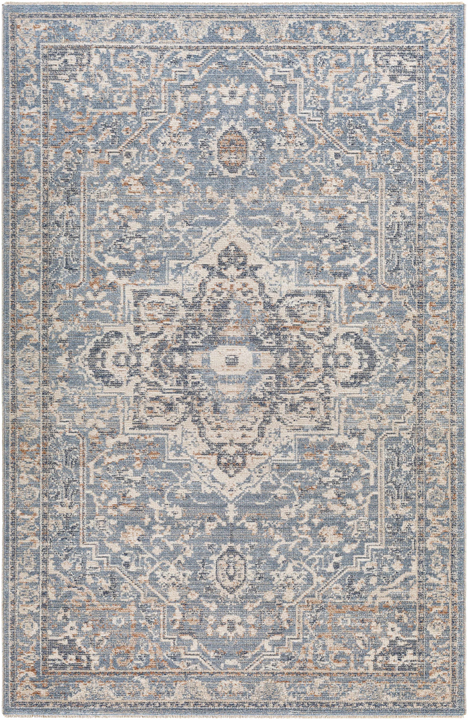 Denim Machine Woven 100% Polyester Traditional Rectangle Machine Woven rug, Indoor use only, has fringe, non-washable. round, runner also available
