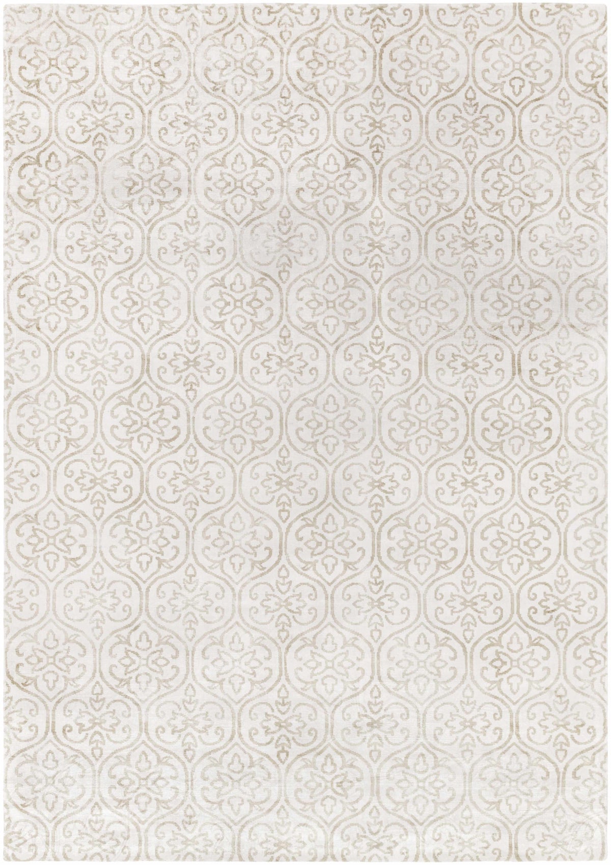 Ivory Hand Loomed 100% Viscose Traditional Rectangle Handmade rug, Indoor use only, no fringe, non-washable. runner also available