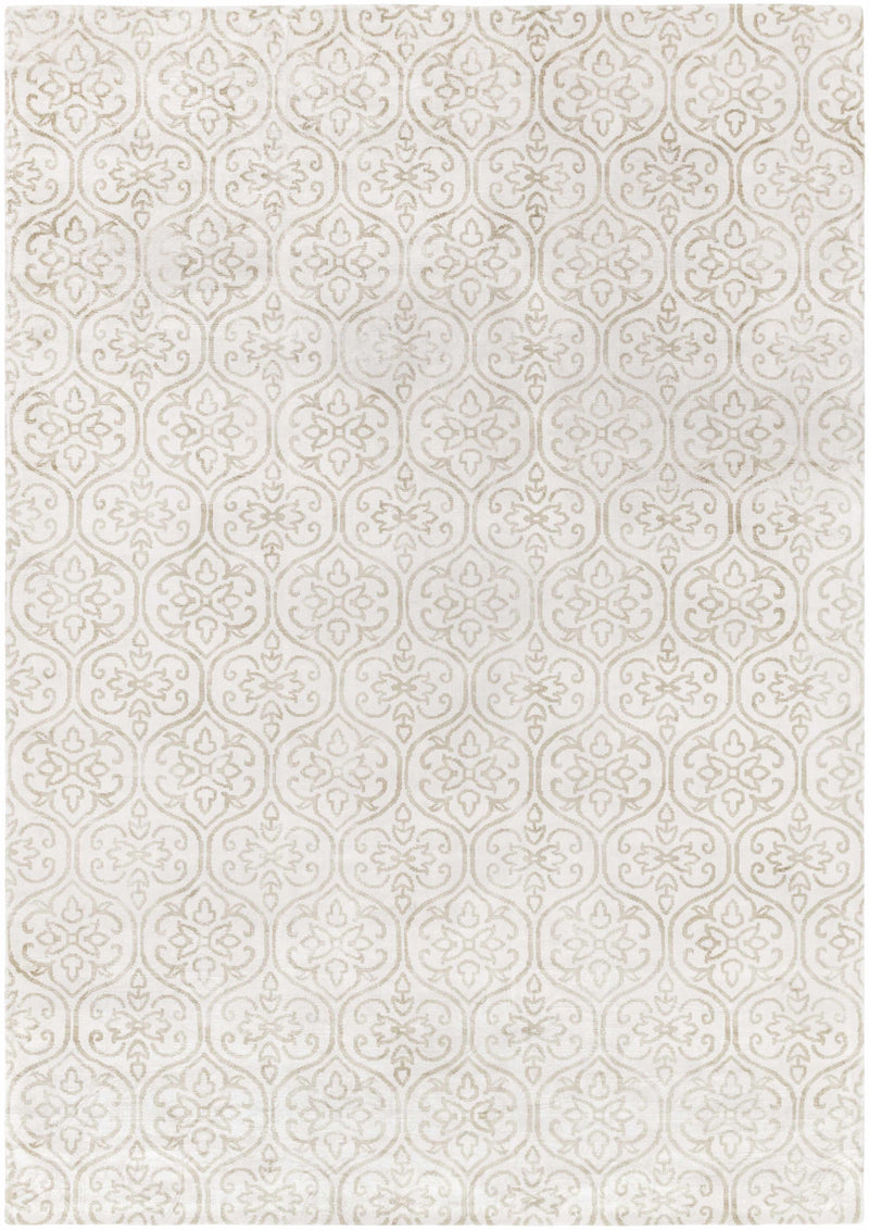 Ivory Hand Loomed 100% Viscose Traditional Rectangle Handmade rug, Indoor use only, no fringe, non-washable. runner also available