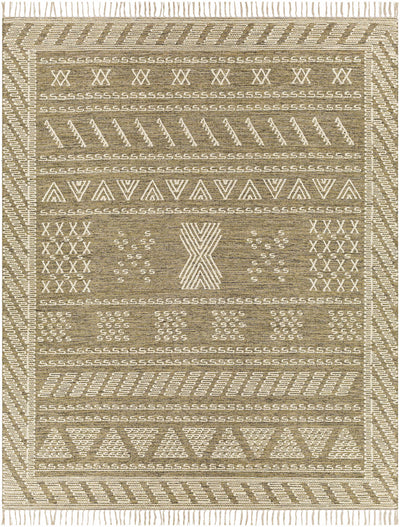 Taupe Hand Woven 70% Cotton, 30% Wool Global Rectangle Handmade rug, Indoor use only, has fringe, non-washable.