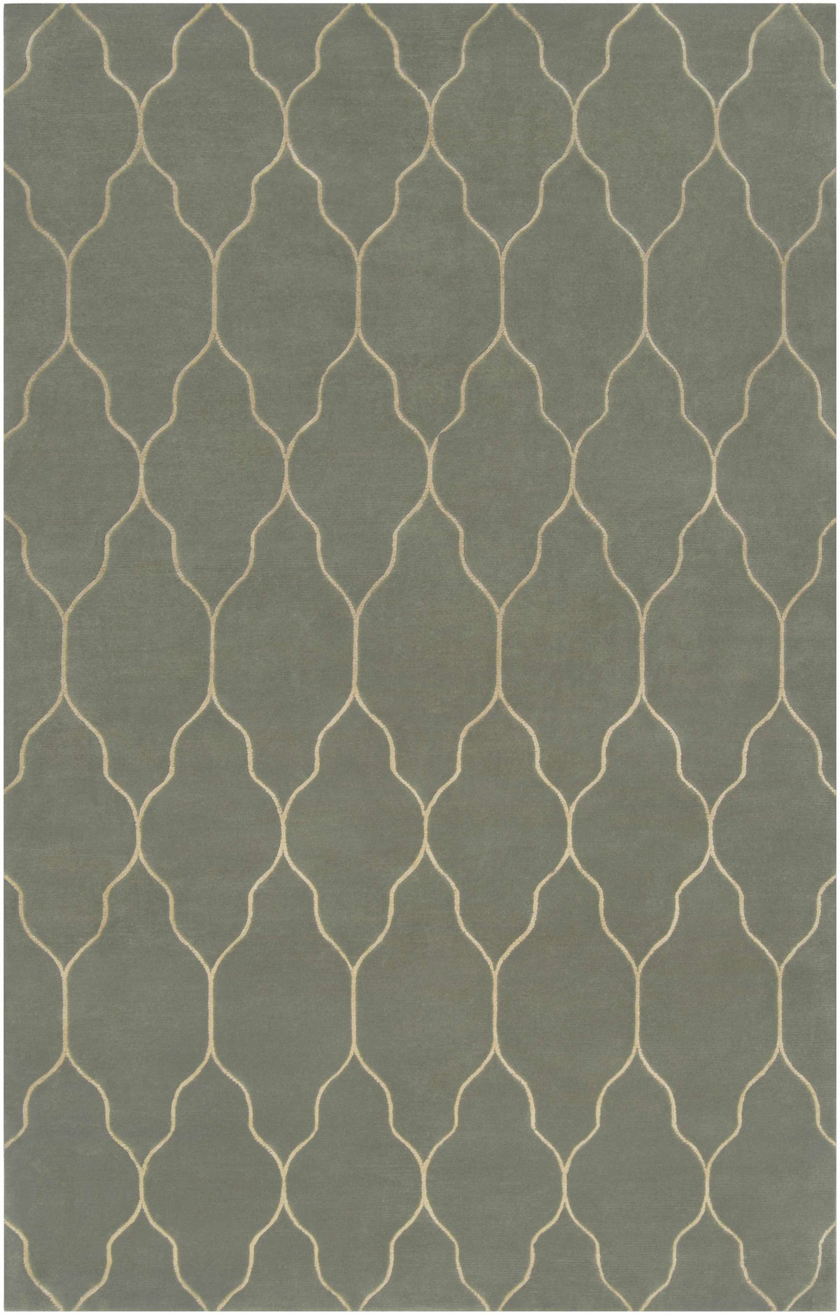 Medium Gray Hand Knotted 100% Wool Modern Rectangle Handmade rug, Indoor use only, no fringe, non-washable.