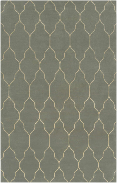 Medium Gray Hand Knotted 100% Wool Modern Rectangle Handmade rug, Indoor use only, no fringe, non-washable.
