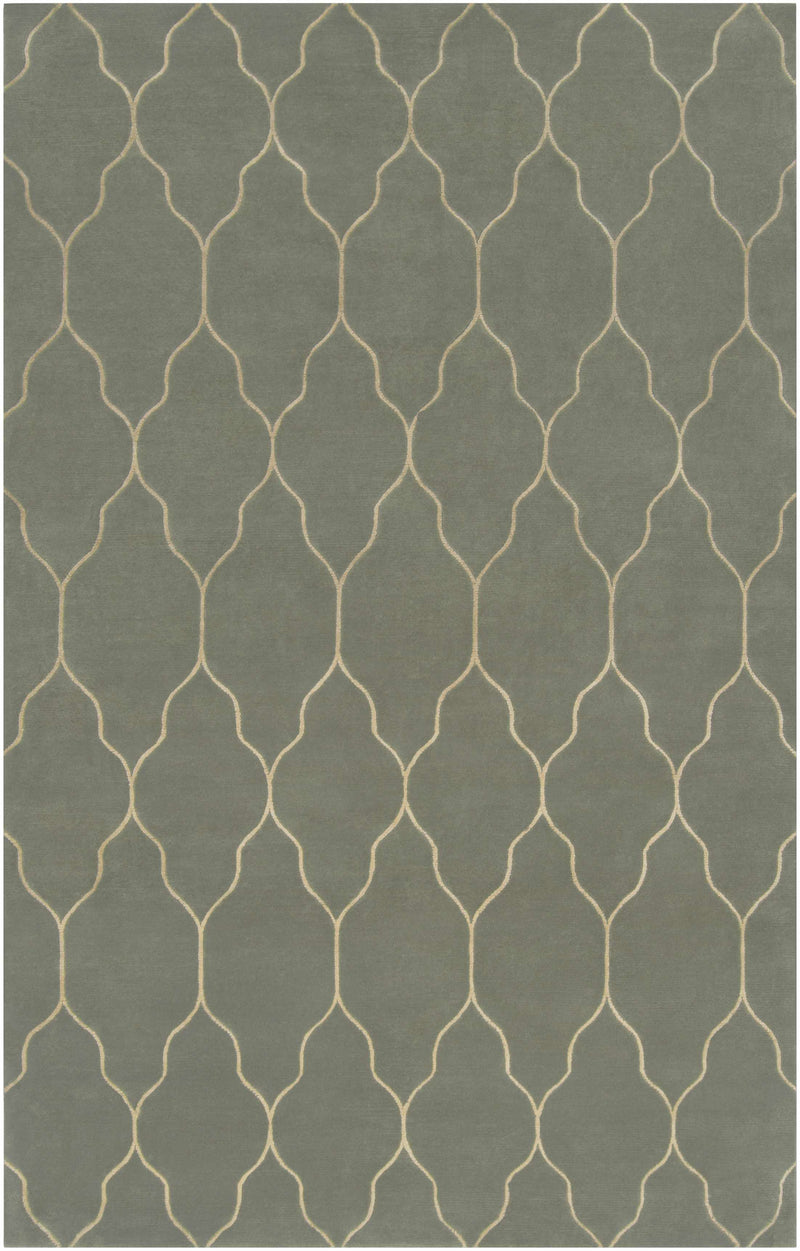 Medium Gray Hand Knotted 100% Wool Modern Rectangle Handmade rug, Indoor use only, no fringe, non-washable.