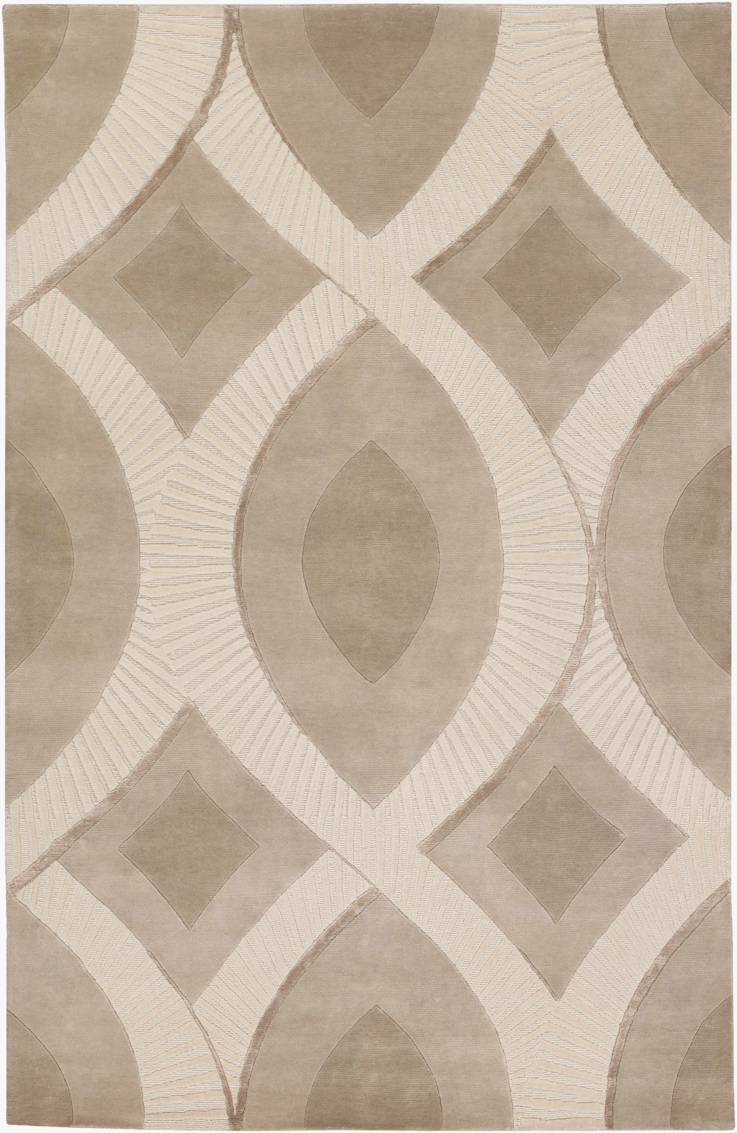 Tan Hand Knotted 100% NZ Wool Modern Rectangle Handmade rug, Indoor use only, no fringe, non-washable.