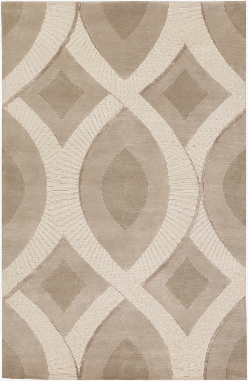 Tan Hand Knotted 100% NZ Wool Modern Rectangle Handmade rug, Indoor use only, no fringe, non-washable.