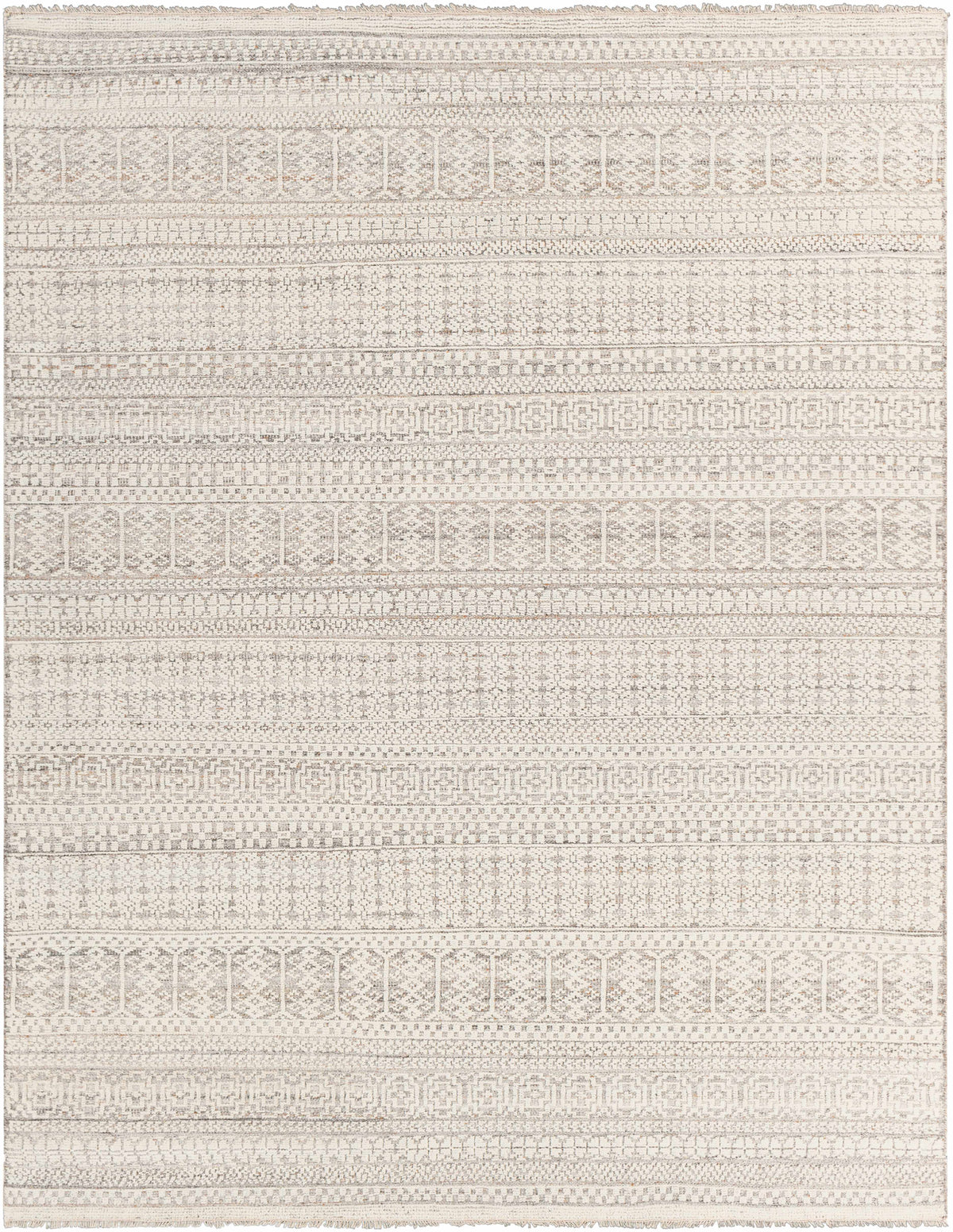 Charcoal Hand Knotted 20% Polyester, 20% Viscose, 60% Wool Global Rectangle Handmade rug, Indoor use only, has fringe, non-washable.