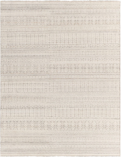 Charcoal Hand Knotted 20% Polyester, 20% Viscose, 60% Wool Global Rectangle Handmade rug, Indoor use only, has fringe, non-washable.