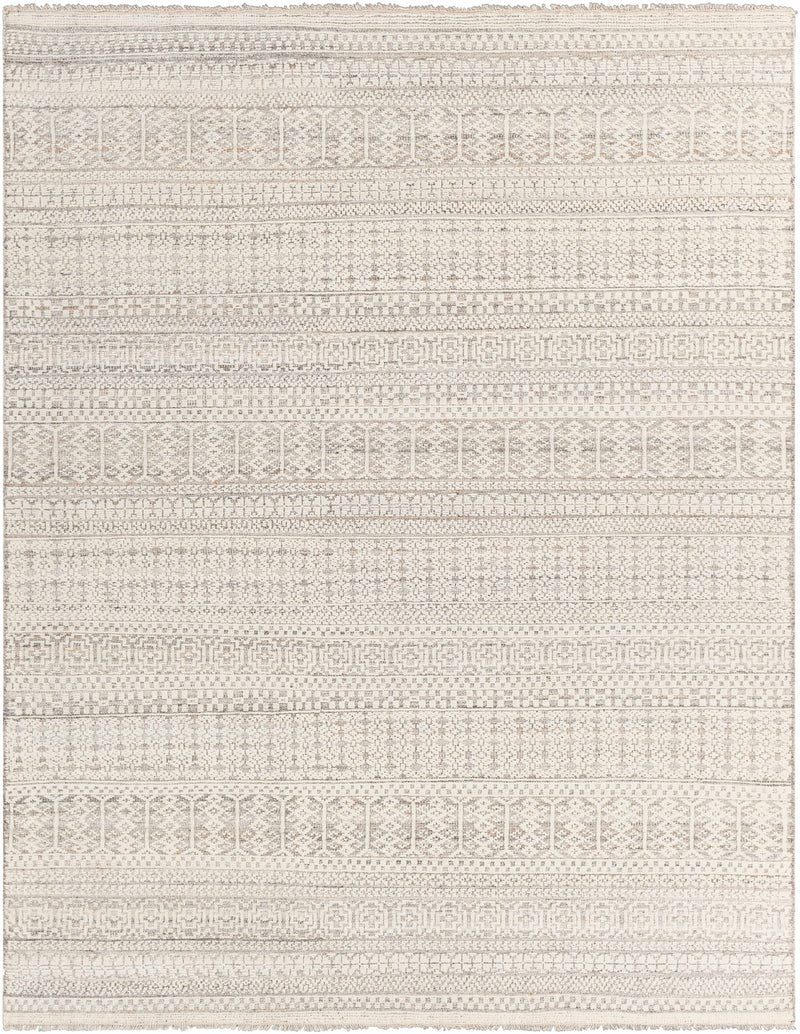 Charcoal Hand Knotted 20% Polyester, 20% Viscose, 60% Wool Global Rectangle Handmade rug, Indoor use only, has fringe, non-washable.