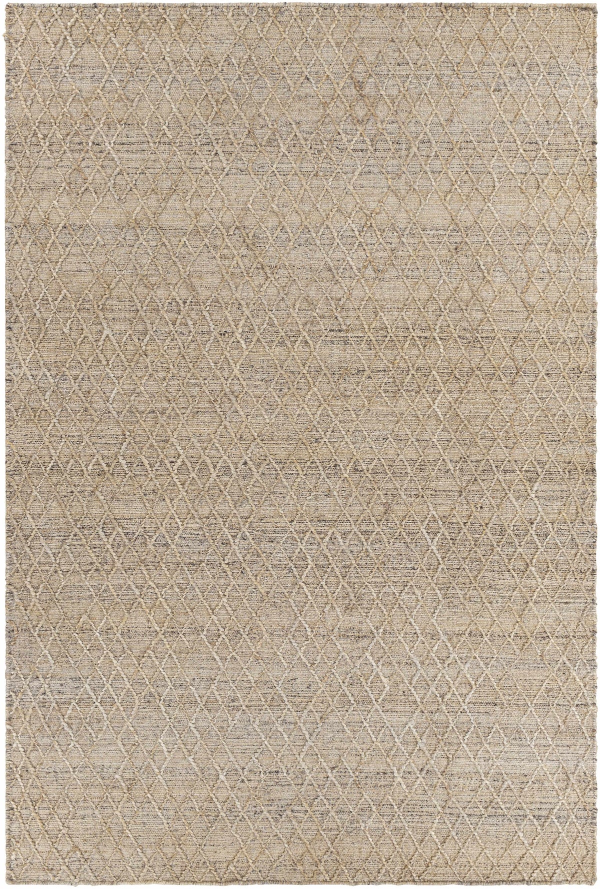Charcoal Hand Woven 60% Jute, 40% Wool Global Rectangle Handmade rug, Indoor use only, no fringe, non-washable.